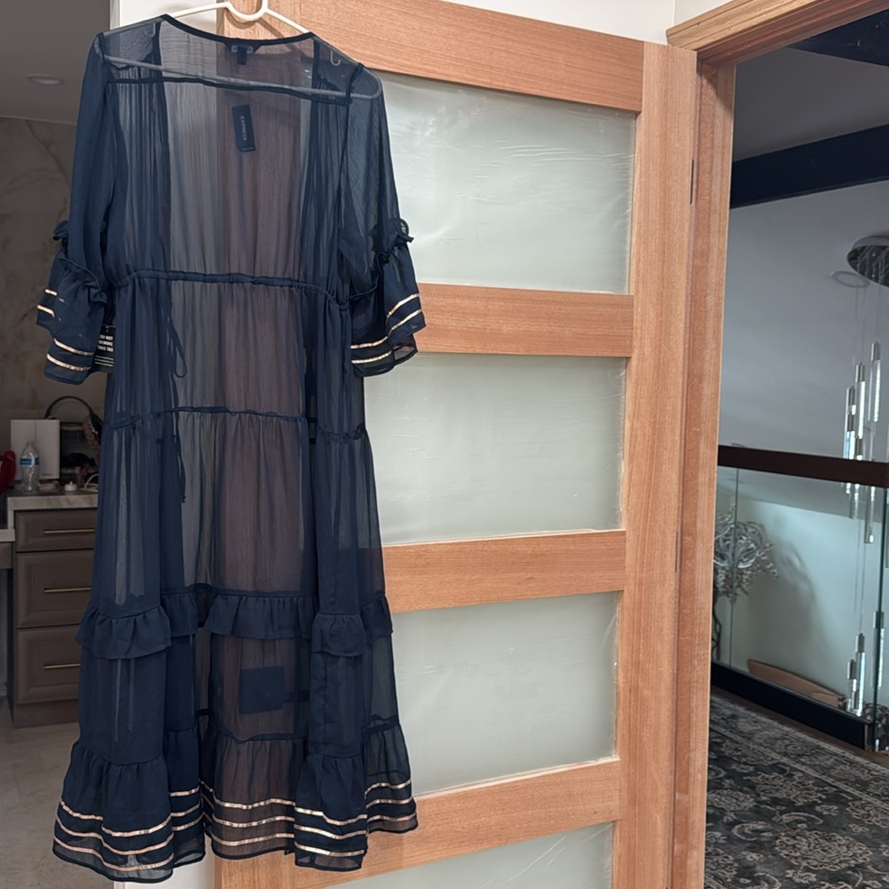 Sheer Navy Cover-Up with Ruffle Details - Picture 5 of 5